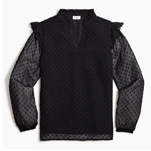 J. Crew V-neck ruffle top in clip dot